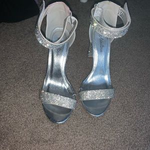 Silver sparkle prom heels